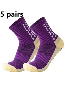 5 Pairs Unisex Football Training Socks, Breathable Anti-Slip Shock Absorption Sports Athletic Socks, Breathable Compression Socks, Ideal for Soccer Practice, Soccer Grip Socks