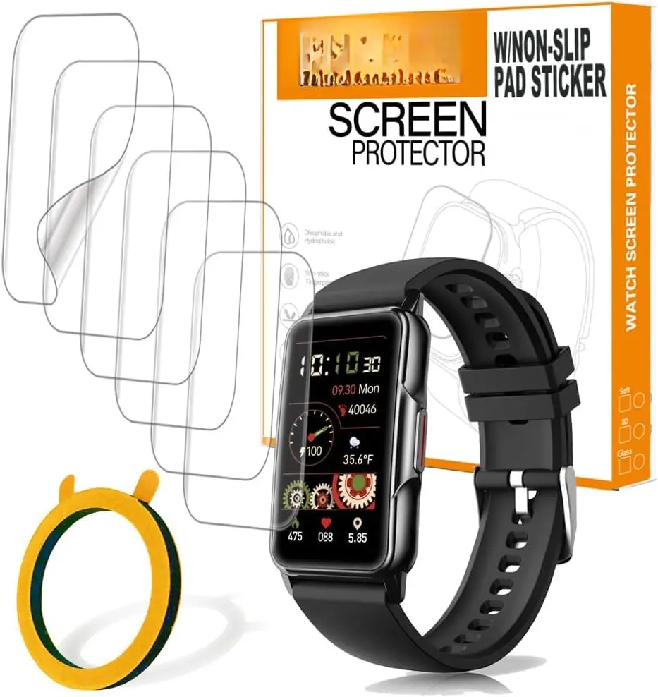 Screen Protector Compatible with Bestinn 1." and Mindrose H80 1. smartwatch, Soft TPU, 6 count, Bubble Self-