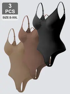 Seamless Waist Cinching Spaghetti Strap Bodysuit, Butt Lifting Shapewear, Elastic Slimming Fit Body Shaping Compression Body Shaper, Underwear, Available in Two Colors, All Seasons, Basic, Minimalist, Womenswear