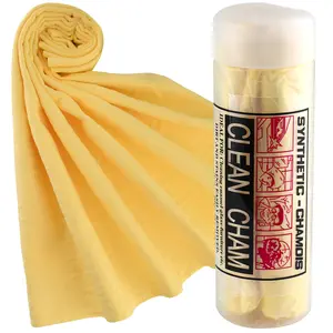 Professional PVA Chamois Cloth | Extra Large 26*17 inch Car Drying Towel | Super Absorbent Synthetic Chamois | Premium Auto Detailing Towel with Storage Tube (Yellow)