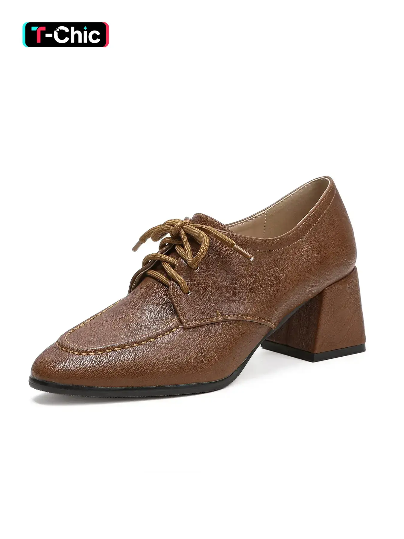 Women's Minimalist High-End Elegant Soft Leather Buckle Chunky Heel Rubber Shoes, Square Toe Slimming Foot Design, Casual Commute Date Versatile Nude Color High Heels