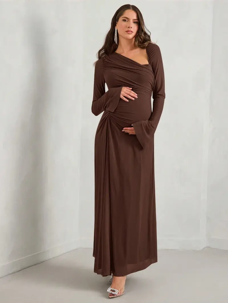 burgundy maternity dress - TikTok Shop
