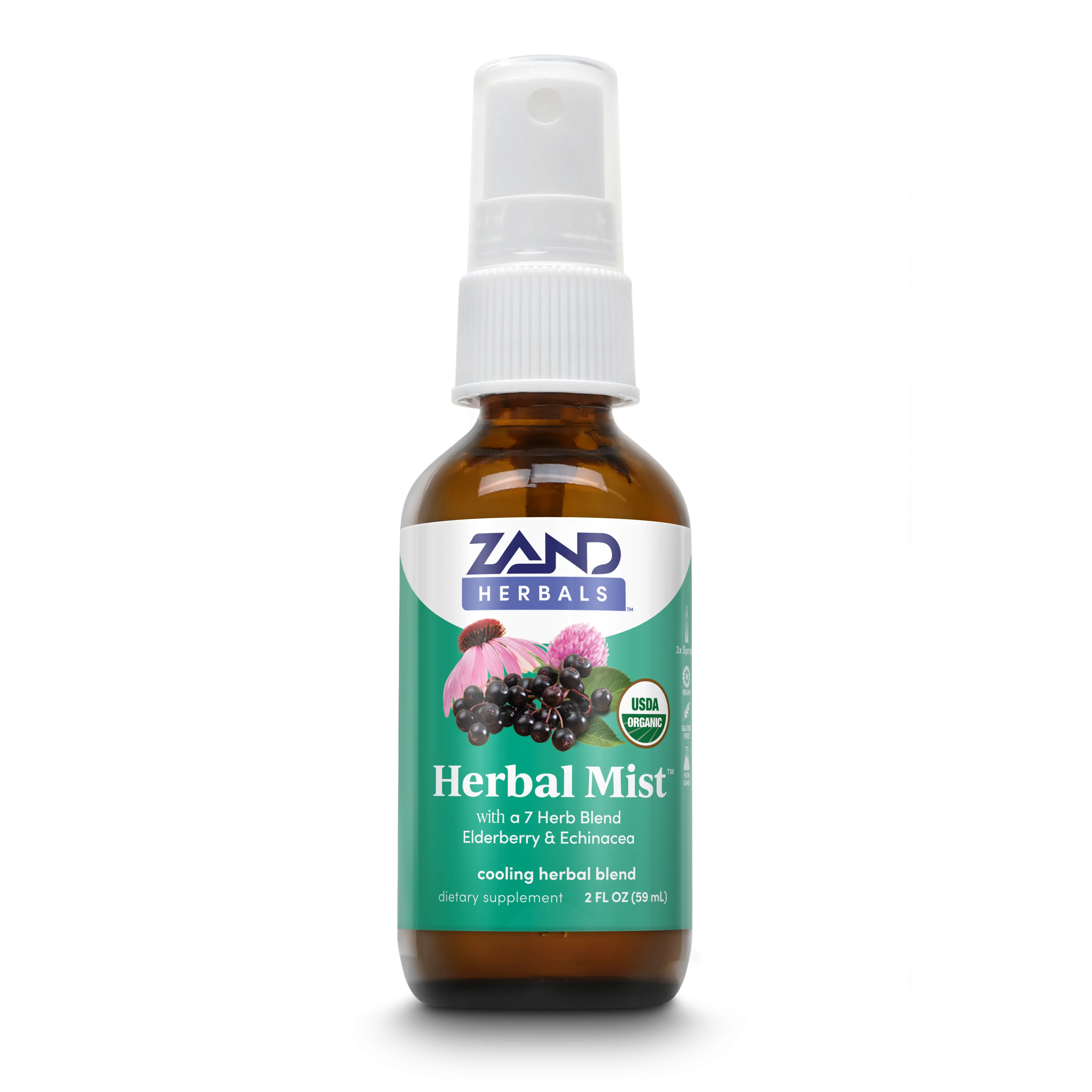 ZAND Organic Herbal Mist Throat Spray with Licorice Echinacea Elderberry Sage for Wellness Support Vegan Gluten-Free Non-GMO USDA Organic - Fitness, Healthcare