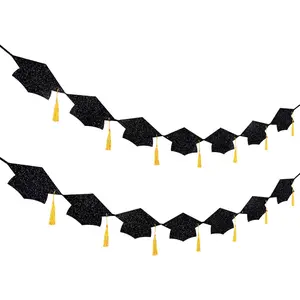 Graduation Banner Class of 2025 Pre-Strung - Congrats Grad Party Banner, Congratulations Graduation Banners 2025 Grad Party Decors for Fireplace Door Frame Double-Sided 9.6FT