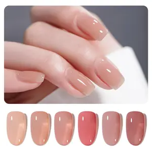 GAOY Queen Nude Jelly Gel Nail Polish Set, 6 Transparent Colors Sheer Pink Neutral Gel Nail Kit for Salon and Nail Art DIY at Home