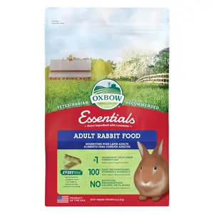 Oxbow Essentials Rabbit Food, Adult Rabbit, Made with Oxbow Timothy Hay, Pet Pellets with Vitamins & Minerals, Small Animal Pet Products, Bunny Supplies, Made in USA, Bunny Food, 5 / 10 / 25 lb