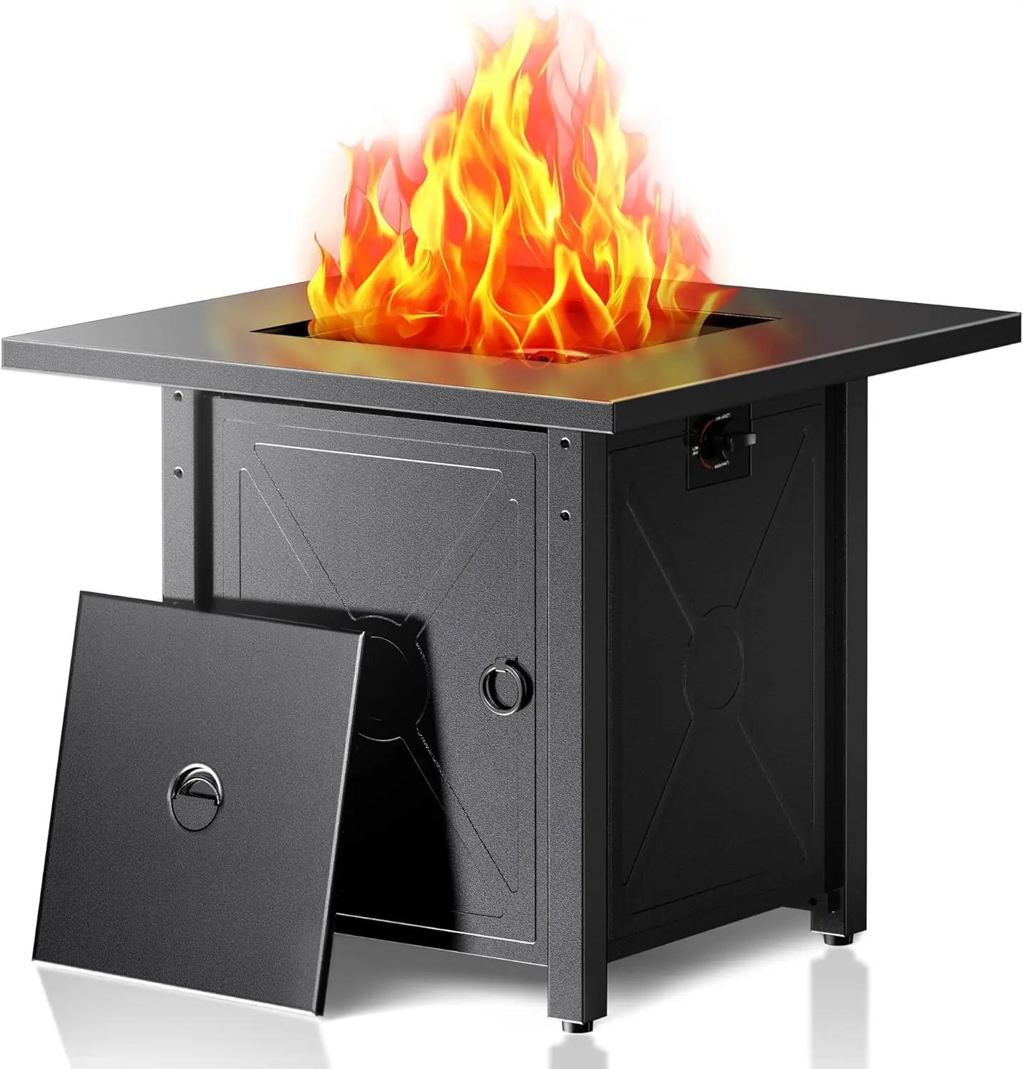 28 Inch Propane Fire Pit, 3-in-1 Multi-Use Outdoor Fire Pit Table, 50,000 BTU Steel Gas Fire Pit with Lid & Lava Rock, Add Warmth and Ambience for Patio Deck Garden, Outdoor Gatherings