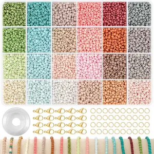 3mm Glass Seed Beads for Jewelry Making, Friendship Bracelet Making Kit for Girls Adults, 24 Colors Bead Bracelet Kit for DIY Crafts Gifts (3MM-A)