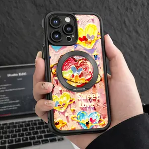 Pop Socket Phone Case Pink Sweet Love Heart Pattern And Text For Iphone 17 16  Air Plus  Max pro other model lovely  slim shockproof cover pocket-friendly cellphone cover  protective holiday best gift xr rhinestone decor phone protective cover