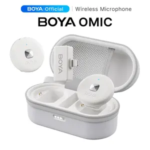 BOYA Omic Lavalier Microphone Wireless Noise Cancelling with Charging Case Compatible with iPhone Android Smartphones Action Cameras Laptops Audio Chargeable