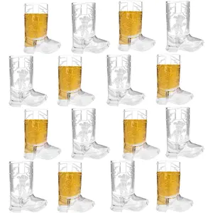 Cowboy Boot Shot Glasses Set of 16 Plastic Shot Cups Western Party Decorations Cowboy Boot Shot Glasses Set Party Cups for Party Favors Adults Bachelorette Birthday Carnival