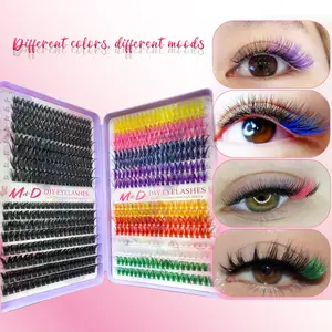 DIY False Eyelash Extension Kit, Volume False Eyelashes, Colorful False Lashes Cluster Set, Natural Makeup Effect, Includes Glue, Gel, Tweezers (30D+40D+50D)