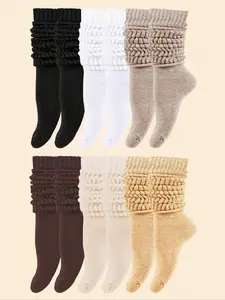 Women's Loose-Fit Multi-Color Soft Comfortable Moisture-Wicking Long Socks, Back-To-School Essential, Fall Winter Thickened