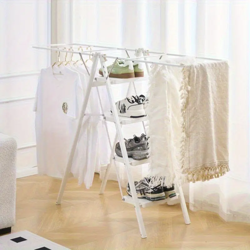Four steps for a clothes drying rack