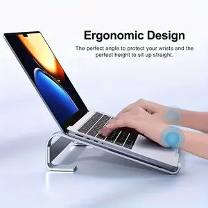 1PIECE Ergonomic Aluminum Laptop Stand Detachable Notebook Riser with Height Adjustment Silver Black Monitor Riser for Office and Home Use