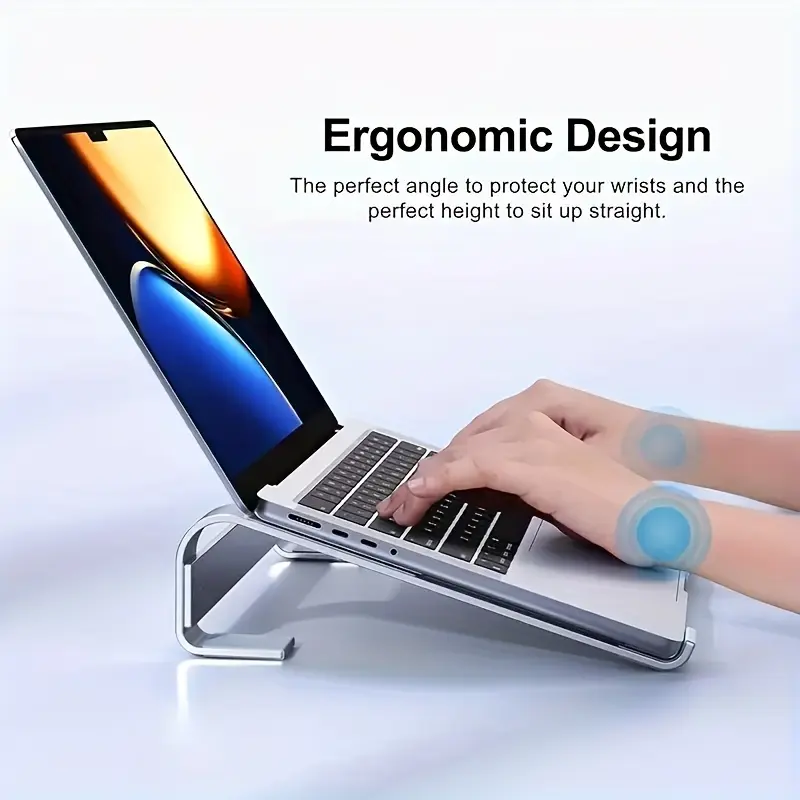 1PIECE Ergonomic Aluminum Laptop Stand Detachable Notebook Riser with Height Adjustment Silver Black Monitor Riser for Office and Home Use
