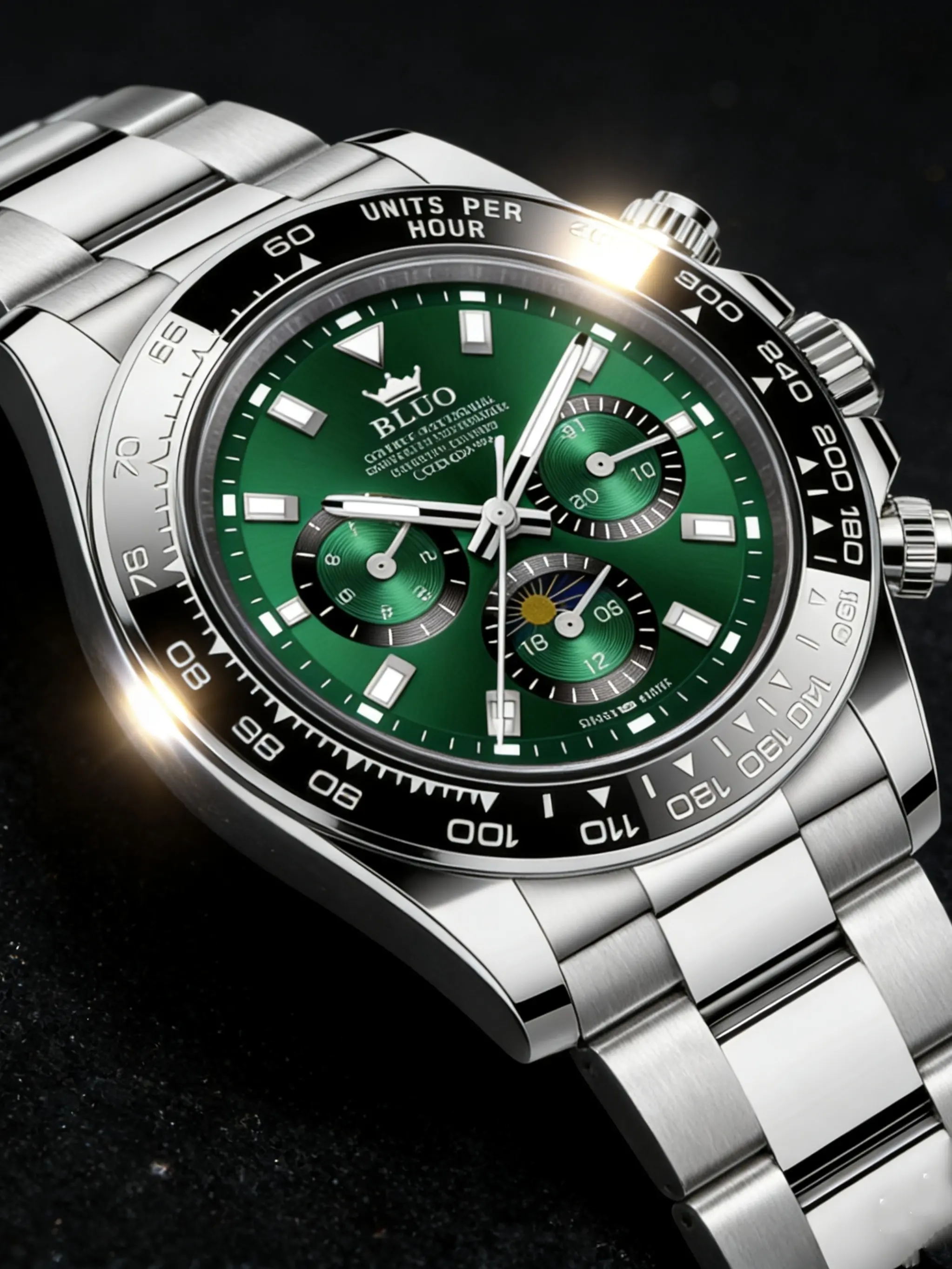 Luxury Submariner Series Ghost Men's Watch, Stainless Steel Strap, Waterproof Sports Watch, Quartz Movement, Date Display