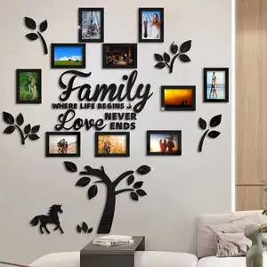 3D Photo Frame, Plaque College Photo Frame, Wall Decoration Combination Acrylic Self Pasting DIY Photo Frame Selfie Gallery Collage With Hanging Template And Wall Mounting Design, Home Tree, Wall Gallery Frames