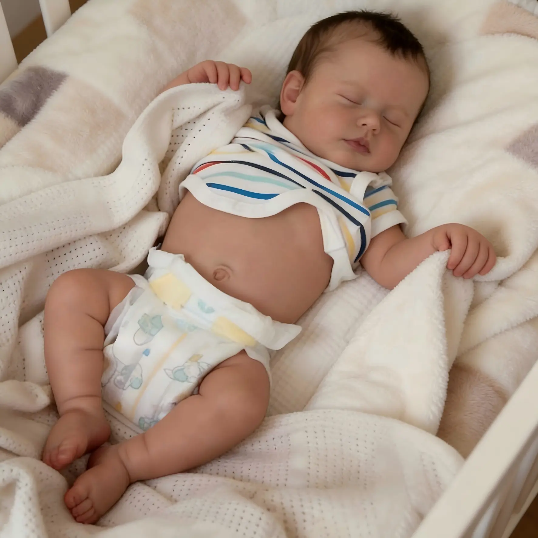 Lifelike Reborn Baby Boy Doll - Soft Vinyl Sleeping Newborn Baby Doll with Posable Limbs, Handmade Detailed Toy for Kids 3+, Collectibles & Cuddly Birthday/Role Play Gift Soft Weighted Dolls