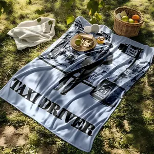 1 piece Taxi Driver classic poster themed flannel blanket - Flannel blanket with modern design, suitable for sofas and beds, all-season use, super soft and comfortable, digitally printed pattern, 100% polyester material, machine washable, suitable