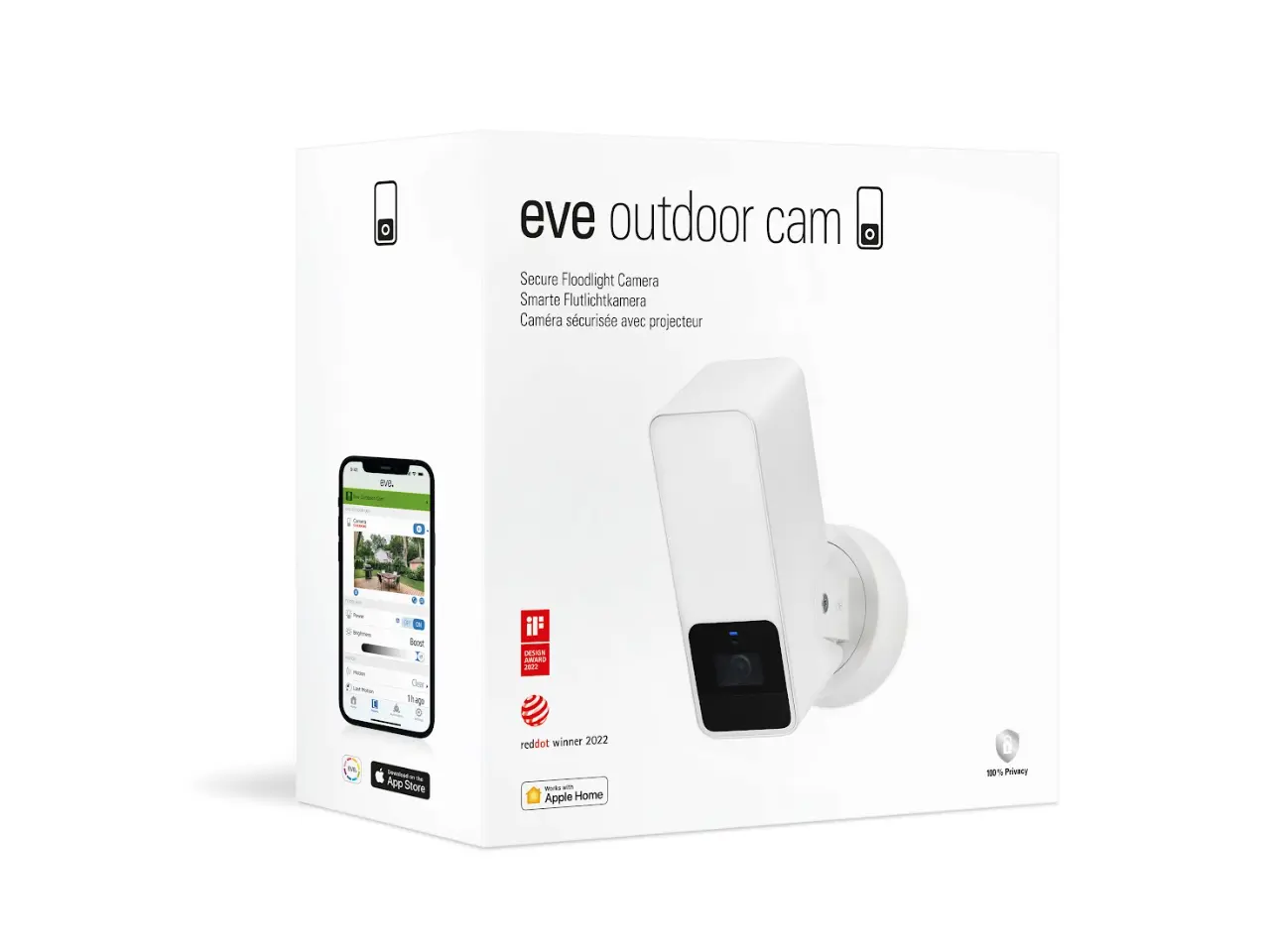 Eve Outdoor Cam (White Edition) - Secure floodlight camera with Apple HomeKit Secure Video technology
