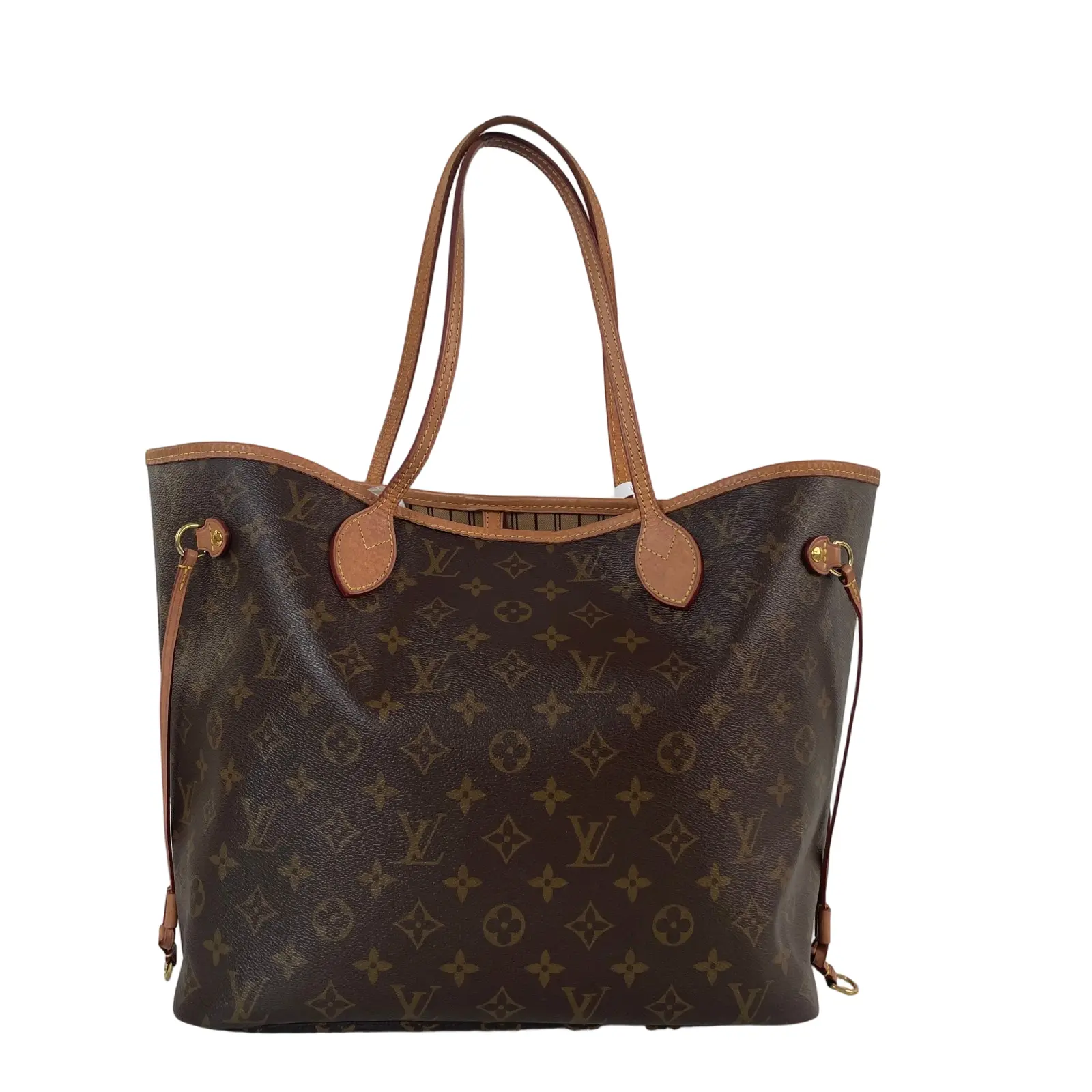 Pre-owned Louis Vuitton Leather Shoulder bags Neverfull MM Monogram Canvas Tote Bag, Classic everyday shopper tote with drawstring side.+Bag charm+++