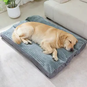 Big  Bed for Large Sized Dogs - Crate Pad Removable Washable Cover, Non-Slip Bottom, Pet Mat Comfort Cushion for Joint , Deep Sleep &  Decor