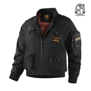 Men's outdoor jacket Military Cargo Jackets for Men Multi-Pocket Hiking Coats with Zip Up Long Sleeve Army Safari Bomber Jackets