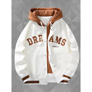 Men's Plus Size Baseball Jacket Coats, Japanese Retro Style Hooded Zipper Design, Lightweight Loose Fit Unisex Spring Autumn Casual WearRAIMENTRY