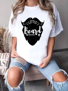 100% Cotton Unisex Little Beard Viking Bearded Men T-Shirt -Short Sleeve T-Shirt Women's Men's Graphic Tee Causal Tops