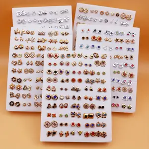 50 Pairs of Random Mixed Resin Plastic Glue Needle Small Ear Studs Set