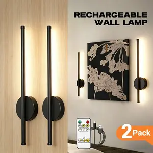 2P Charging Wall Sconce, Wireless Magnetic Mounting, Remote-Controlled Dimmable Decorative Wall Lamp, For Bedrooms, Living Rooms, Entryways, and Hallways
