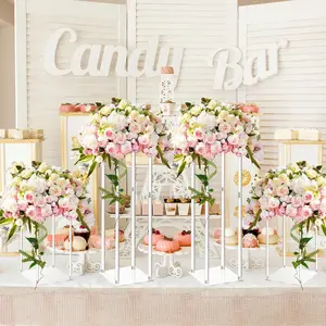 ADISEN 4 Pieces Tall Acrylic Vase Wedding Centerpieces Clear Flower Stand Column Geometric Floral Vase Elegant Display Holder for Birthday Party Wedding Table Decorations 23.6Inch Centerpieces Geometric Birthday Decoration