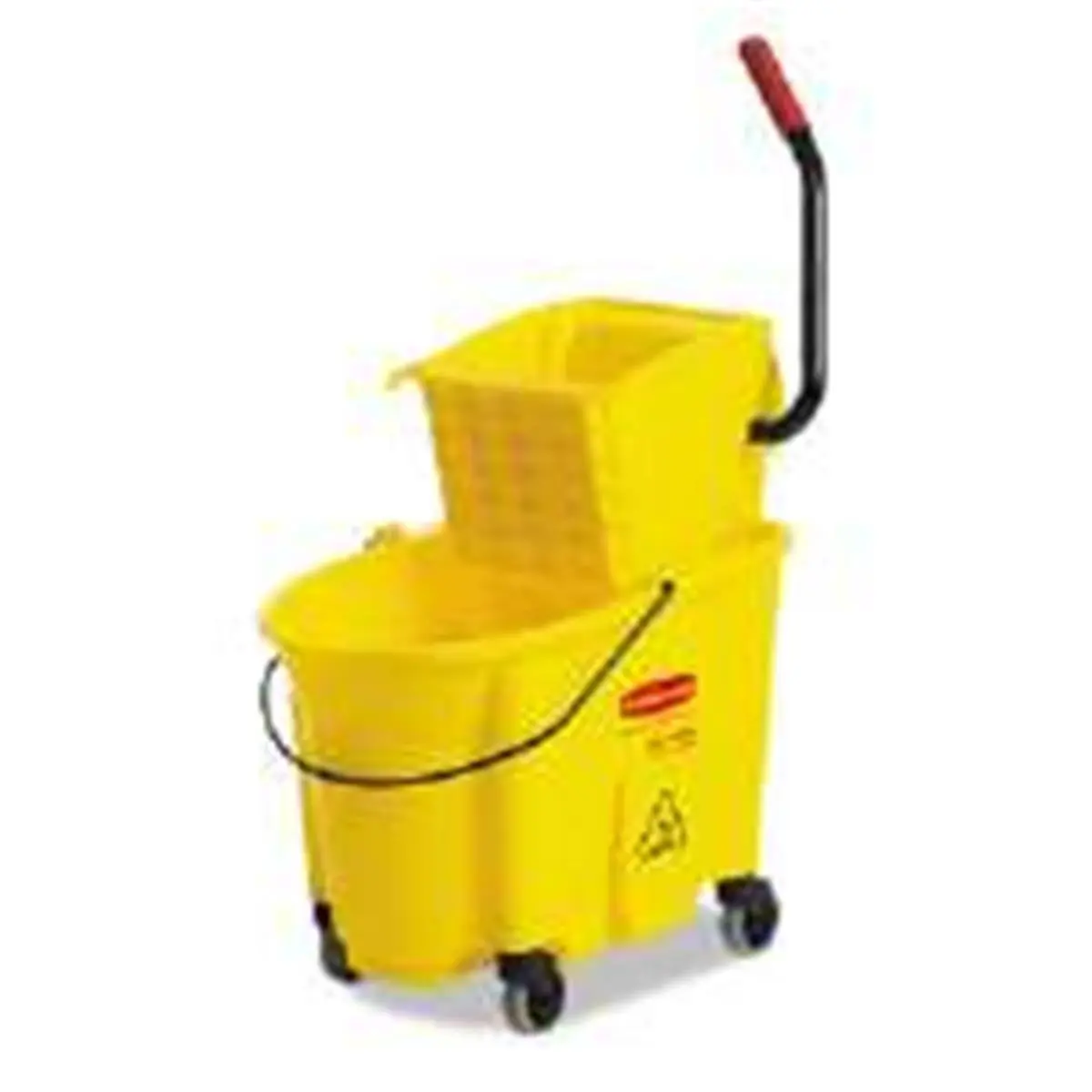 Rubbermaid FG758088YEL Wavebrake Heavy-Duty 35-Quart Plastic-Steel Bucket-Wringer Combination, Yellow Floor Cleaning Mop Accessory for Commercial Users with Wave Baffles, Ergonomic Wringer, Nonmarking Casters, 40% Less Splashing, Less Slippery Floors