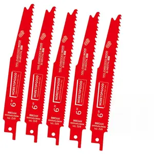 5 Pack 6 Inch and 9 Inch 6/12 TPI Reciprocating Saw Blade for Nail-Embedded Wood Cutting, Bi-Metal Saw Blades for Pallet Cutting, Pruning, Garden Trimming outdoorfun