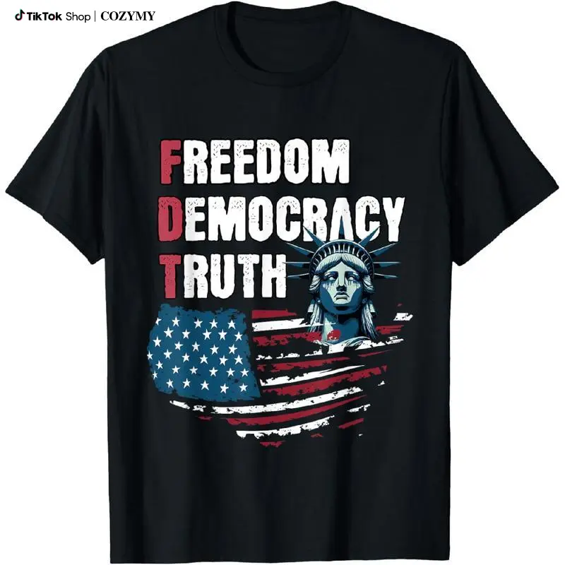 Freedom Democracy Truth T-Shirt Black Menswear