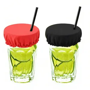 2pcs Drink Covers for Alcohol Protection, Reusable Drink Cup Cap with Straw Hole, Cup Covers Protector for Bar Club Party, Drink Protectors