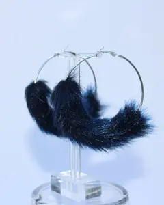 Flava Hoops Faux Fur Hoop Earrings - Lightweight Silver Hoops for Holiday Gifts