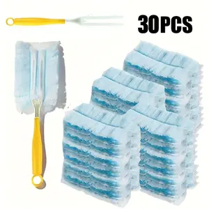 30-Piece Disposable Electrostatic Duster Set with Handle, Strong Dust Adhesion, Eco-Friendly Non-Woven Material, Ideal for Home Cleaning