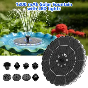 3.5W Solar-Powered Colorful LED Floating Fountain Pump with 1200 mAh Built-In Battery, 7 Water Features for Bird Bath, Garden Decor