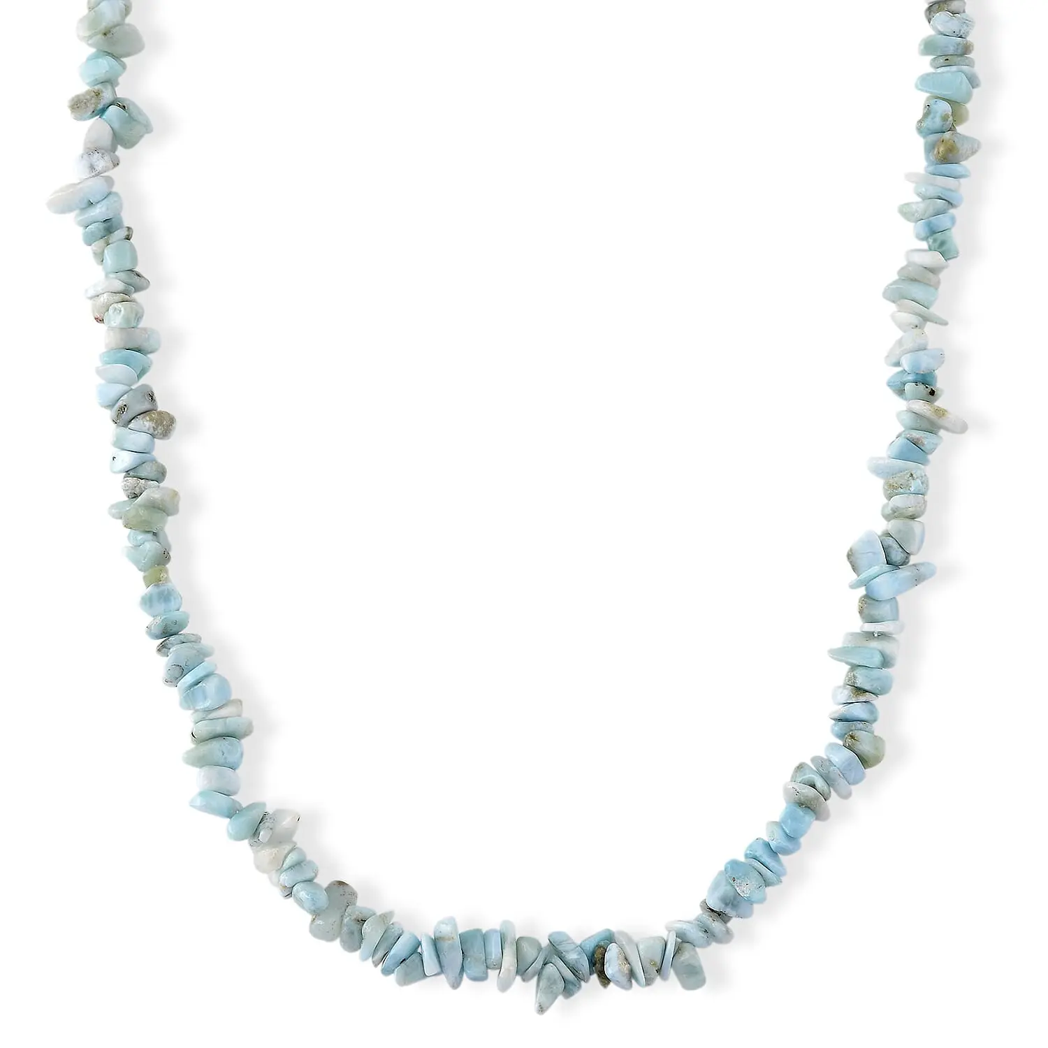 Larimar 160.00 ctw Chips Necklace in Stainless Steel 18-20 Inches