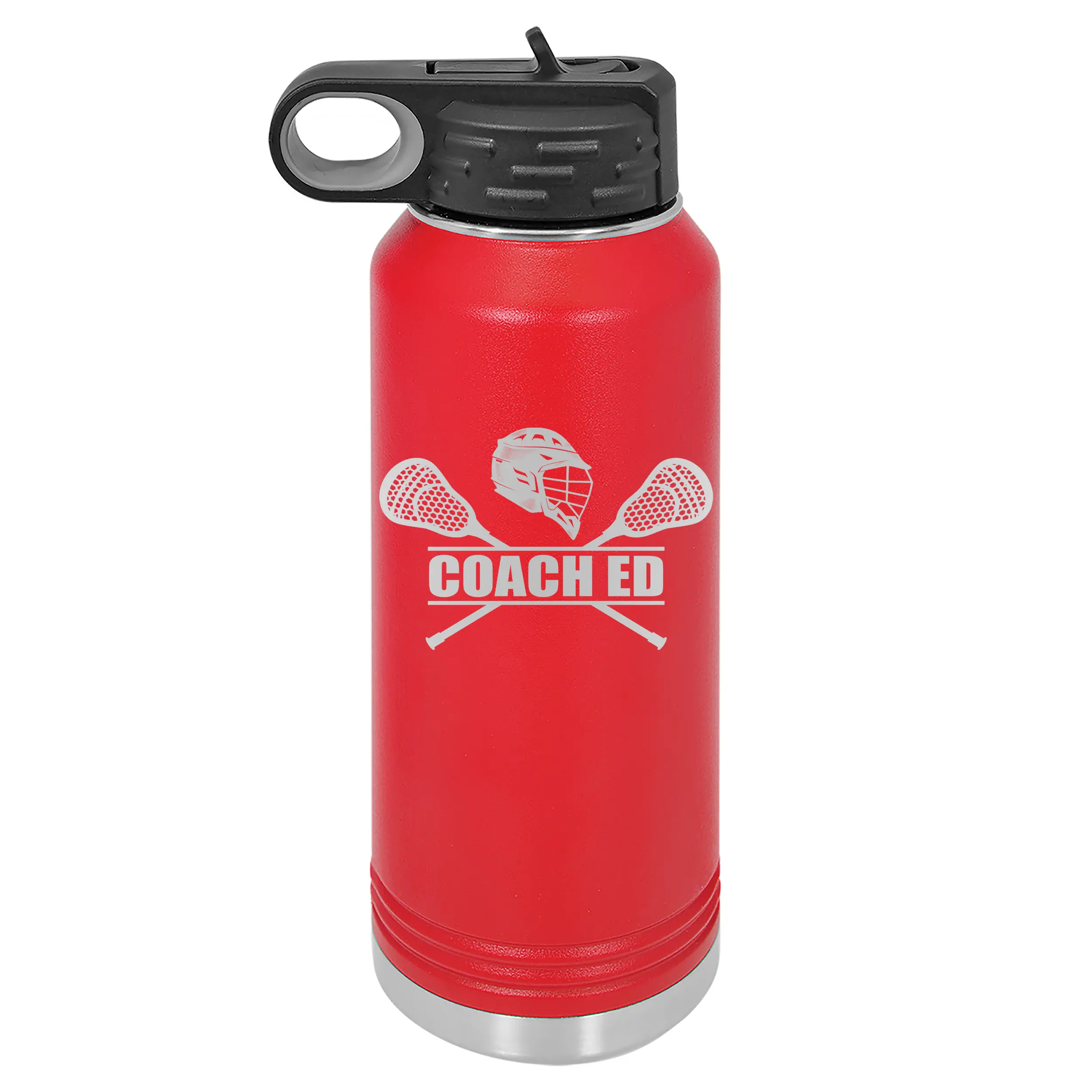 Personalized Lacrosse Coach, Lax Player, Lacrosse Team Appreciation Gift Laser Engraved 32 oz. Stainless Steel Bottle 13 Colors Available