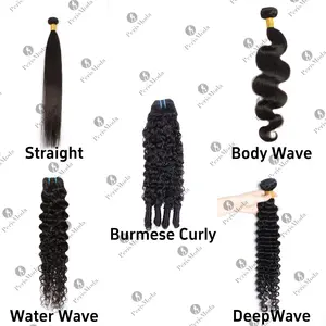 PerisModa Hair Human Hair 1 Bundles Straight/Body Wave/Water Wave/Deep Wave/Burmese Curly Nature Black Brazilian Hair 10-32 Inch