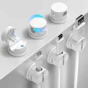 Clips 360? Rotation Cord Holder, 6Pack Cord Organizer 1s Lock  Smooth Adjustable Desk Organizers and Accessories, Adhesive Cord Clips for Nightstand,Phone,Wall,, Office