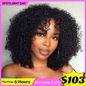 UNice 250% Density Afro Kinky Curly Wig with Burmese Curly Layer Pre Bleached Glueless 7x5 HD Lace Closure Human Hair Wigs with Drawstring Pre Plucked Natural Hairline Beginners Friendly #SpotlightDay#Summervibes