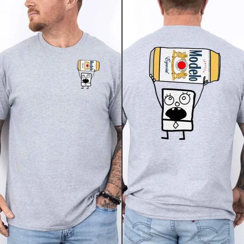 Gift For Menswear Top T-Shirt, Summer Tee, Doodlebob, Modelo T-Shirt, Full Color Unisex Shirt, Doodlebob Modelo Beer Shirt, Modelo Especial