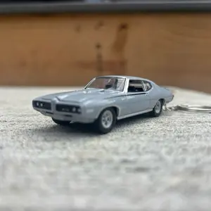 1969 Pontiac GTO Keychain in Gray with Black Interior and Rubber Tires
