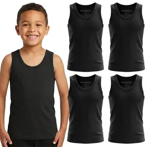 BROOKLYN VERTICAL Boys 4 Pack Undershirt Tank Top Tagless Cotton Super Soft for Summer & Activities Breathable Fabric Comfortable & Stylish