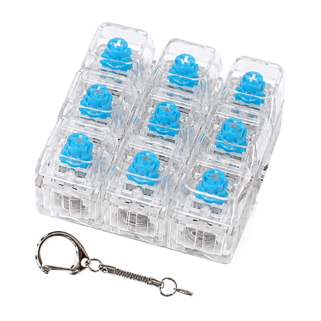 4-Key LED Mechanical Switch Fidget Keychain, 4key Click Fidget Stress Relief Toy, 4key Stress Reset Gift for Programmers, Sensory Tools, Metal Chain Hold