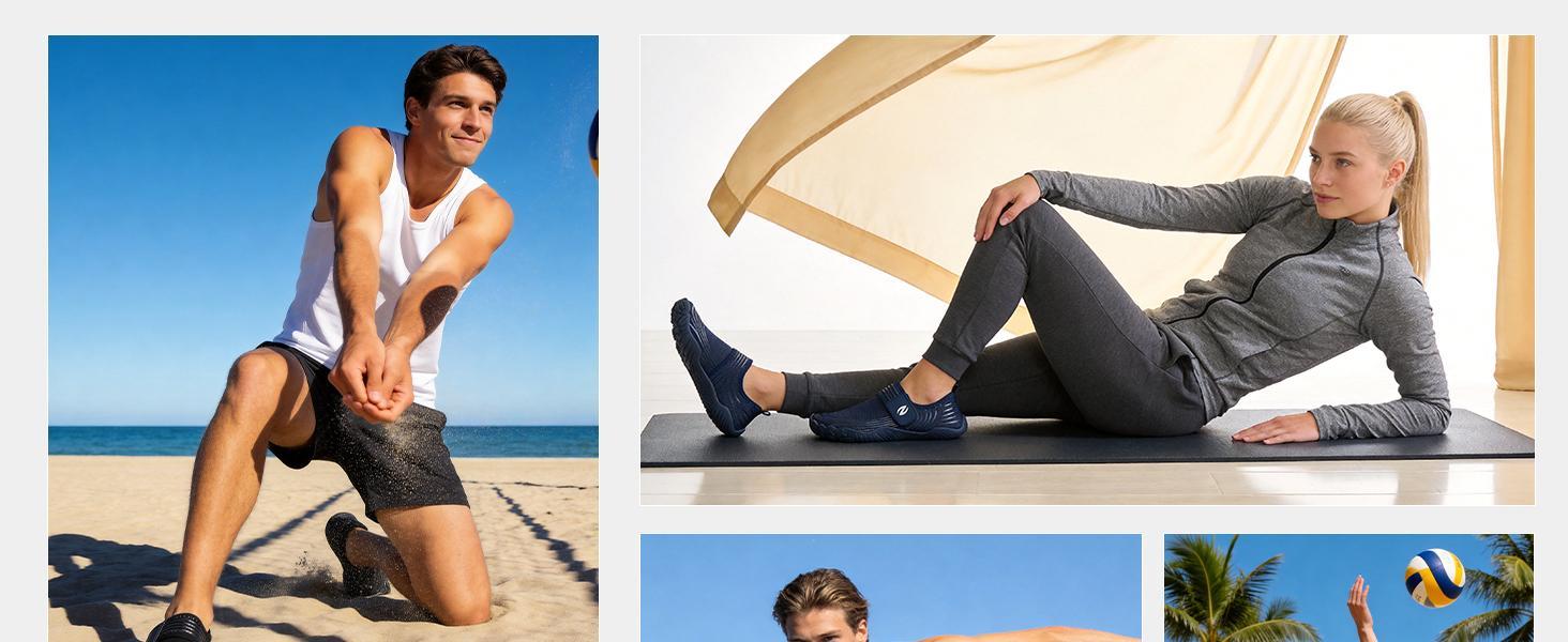 Quick Dry Barefoot Beach & Pool Shoes - Slip-on for Women & Men, Surf, Yoga & Water Sports